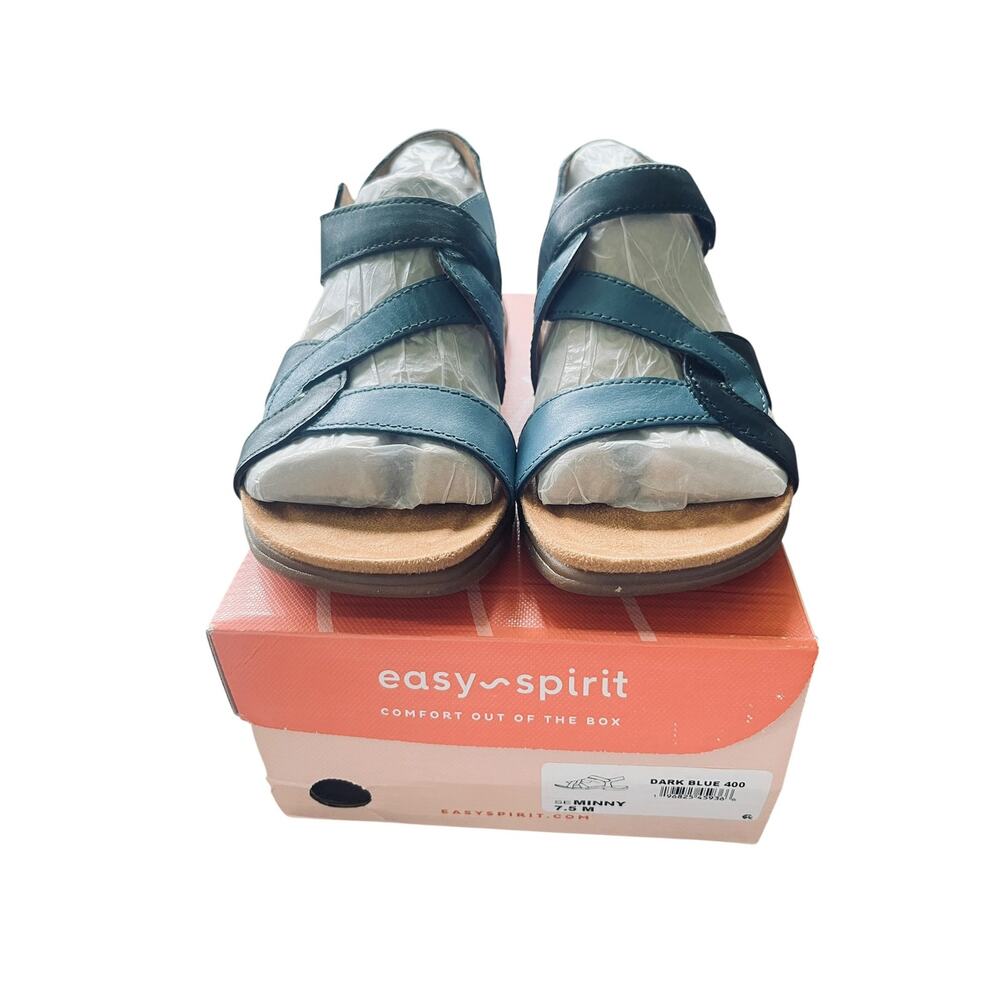 Easy Spirit Minny Round Toe Comfort core Flat Sandals Navy Blue Sz 7.5 - Picture 3 of 9